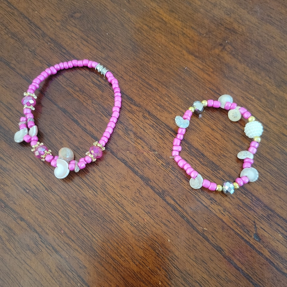 NEW Shell Bracelet and Anklet Set Handmade Real Shells Pink Great Gift Idea